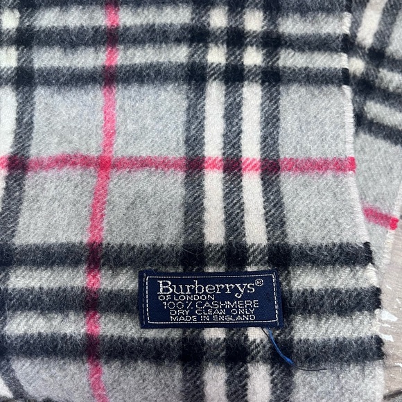 BURBERRY 100% CASHMERE Scarf Check Scarf Gray - Picture 2 of 3